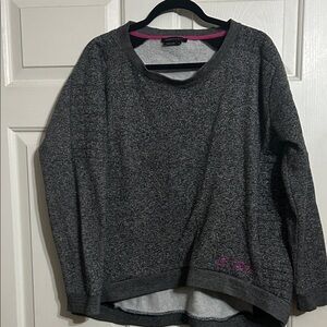 BCBGMaxAzria Gray Crewneck Sweatshirt with Pink Trim